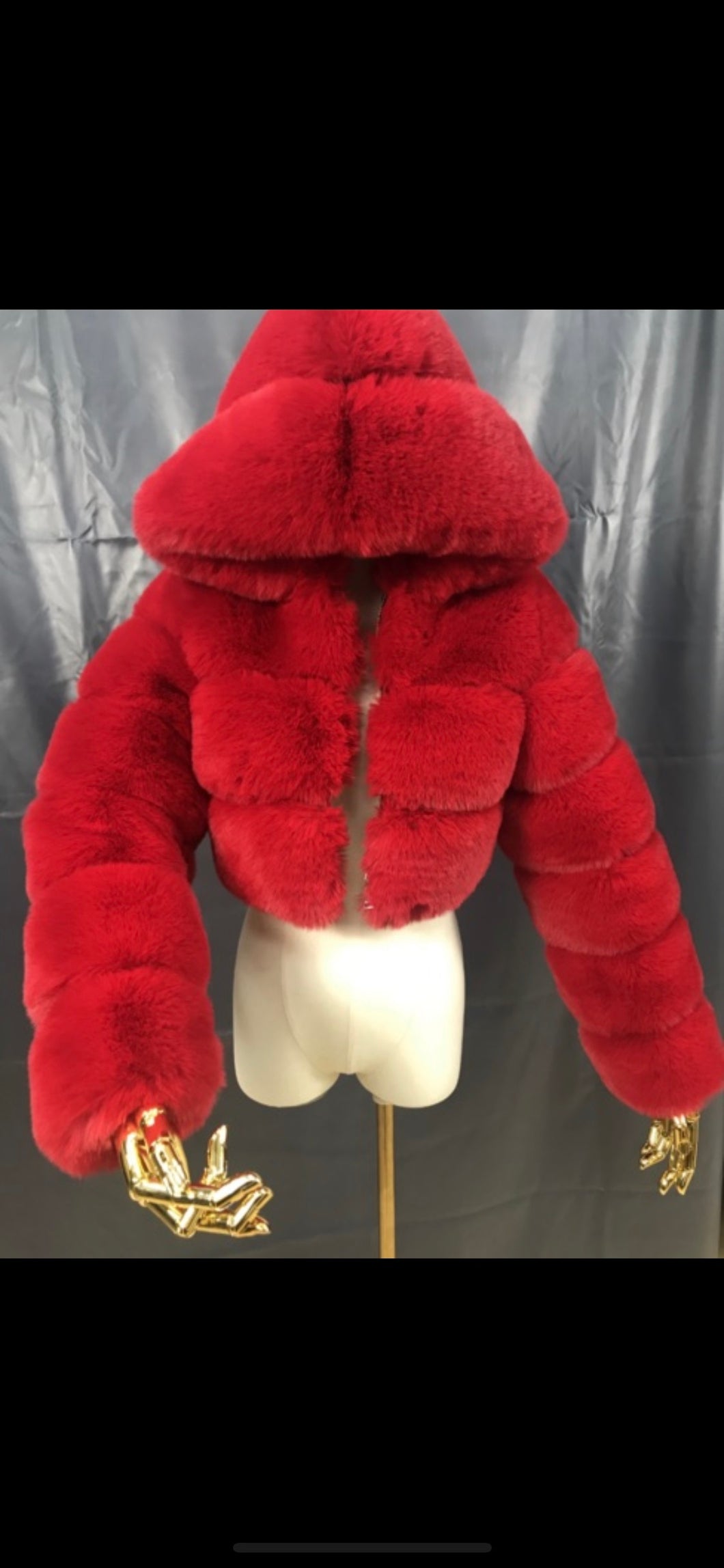 Red faux furr