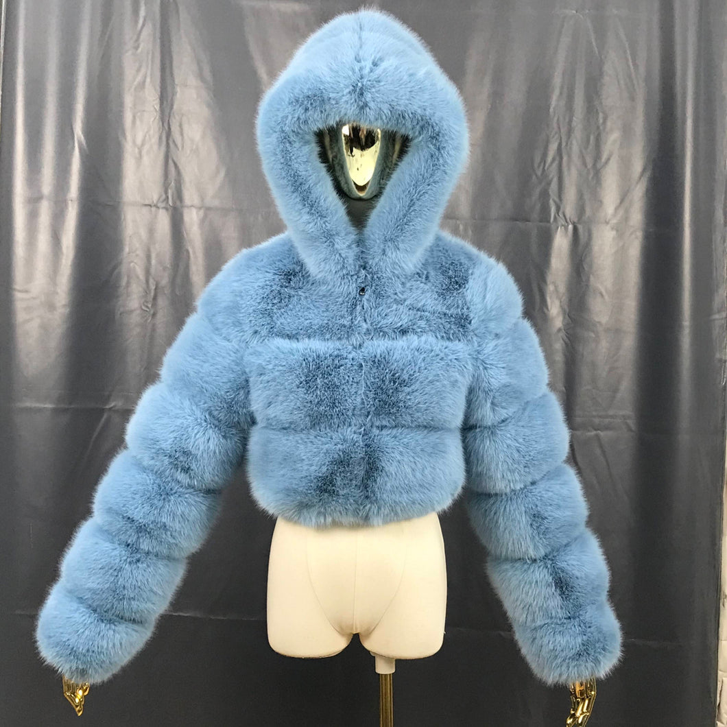 Baby blue faux furr