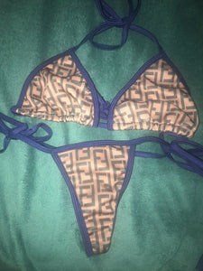 FF brown and navy blue 2 piece thong