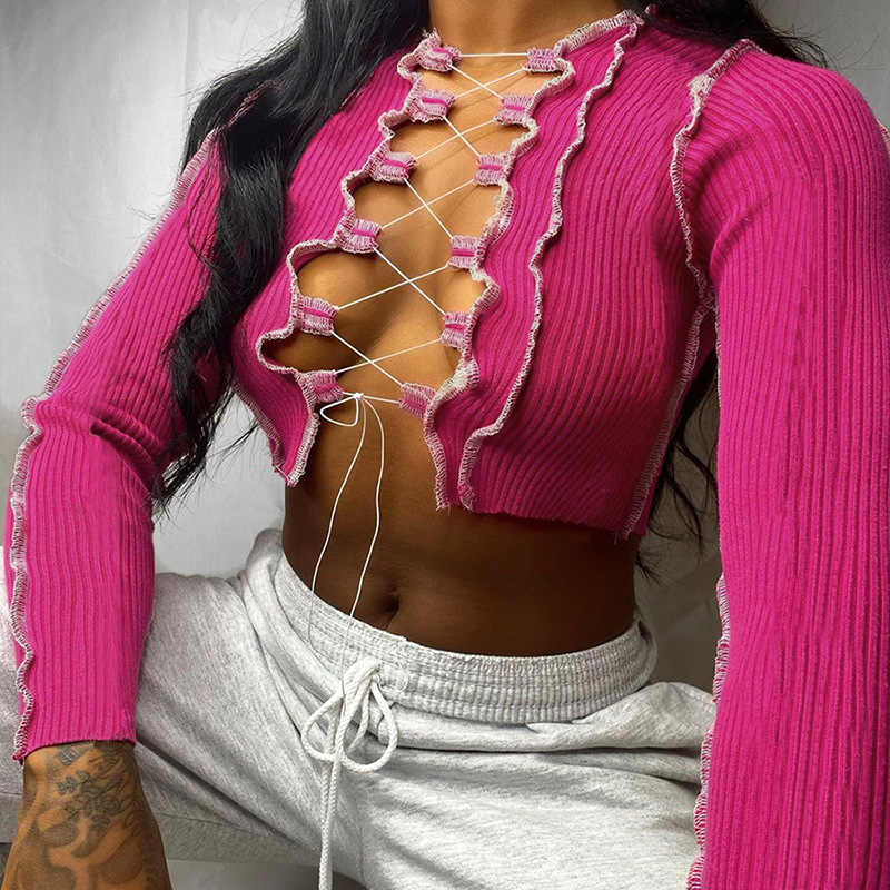 Pink lace up shirt