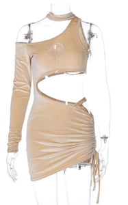 One shoulder draw string dress