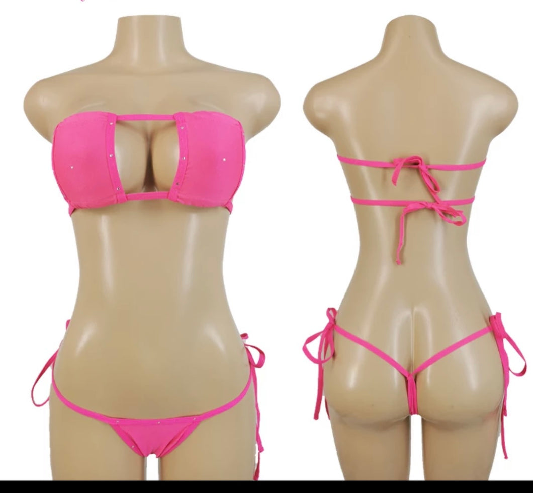 Pink thong bikini