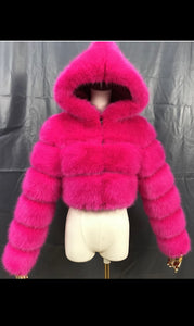 Pink crop faux fur