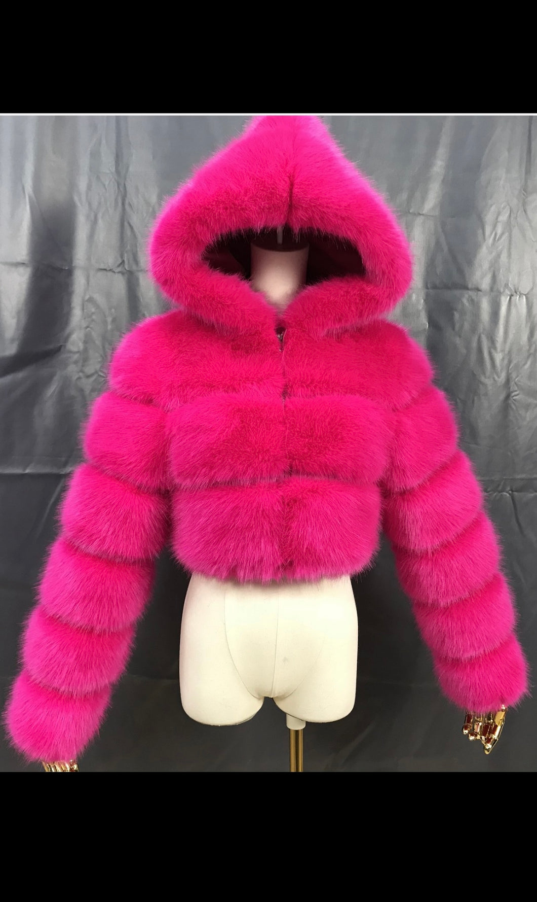Pink crop faux fur